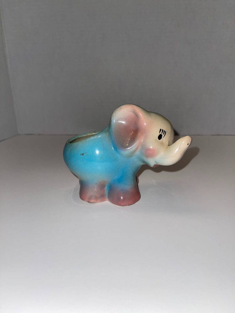 Vintage 1960s Ceramic Elephant Truck Up Planter